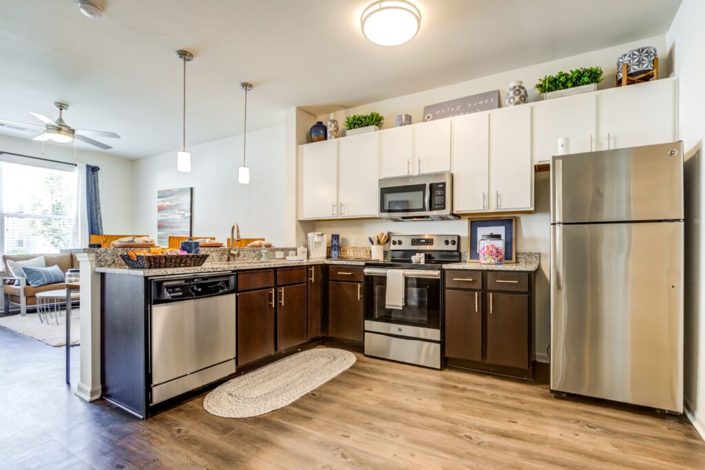 Modern kitchen with stainless appliances